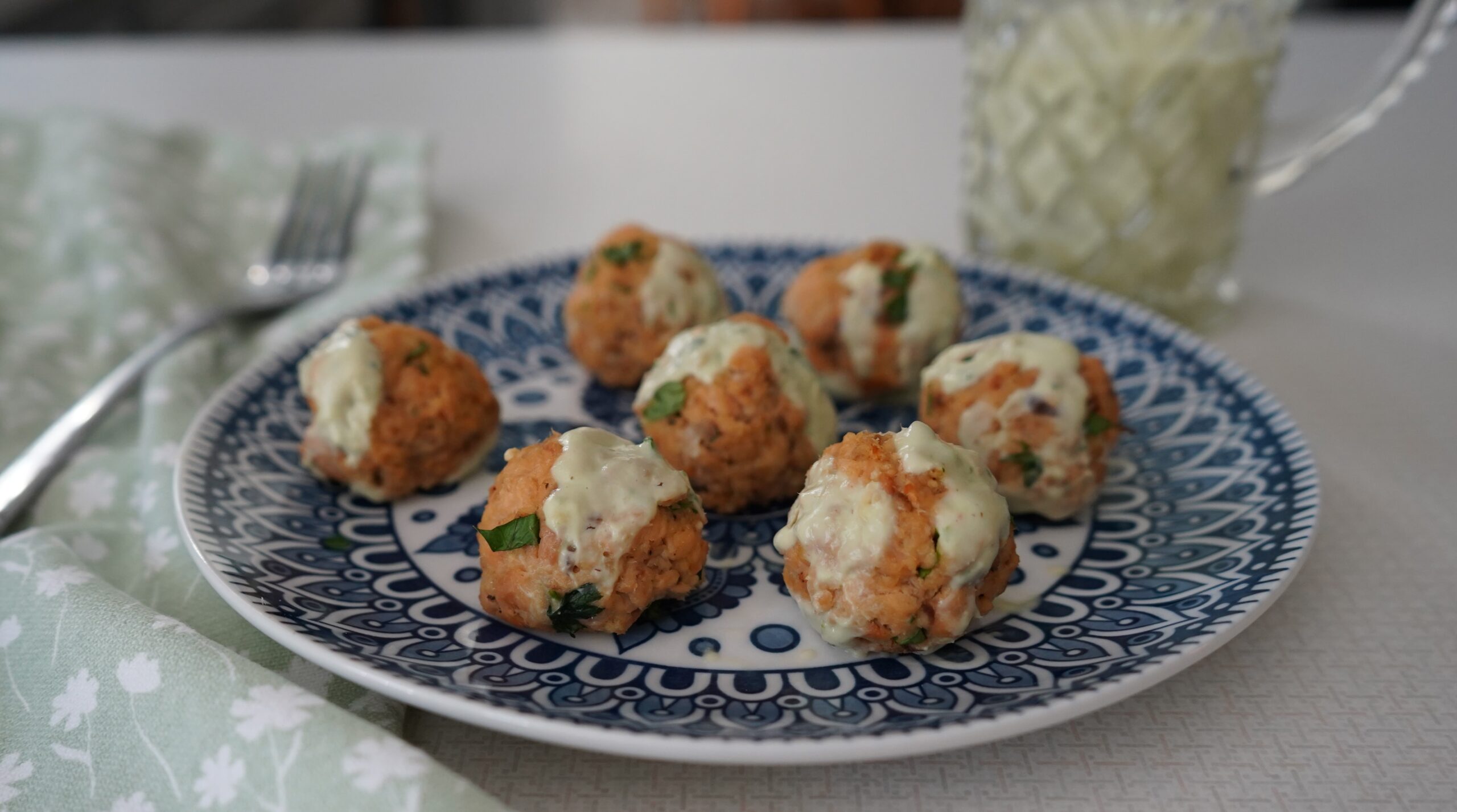 Passover Salmon Balls With Avocado Sauce