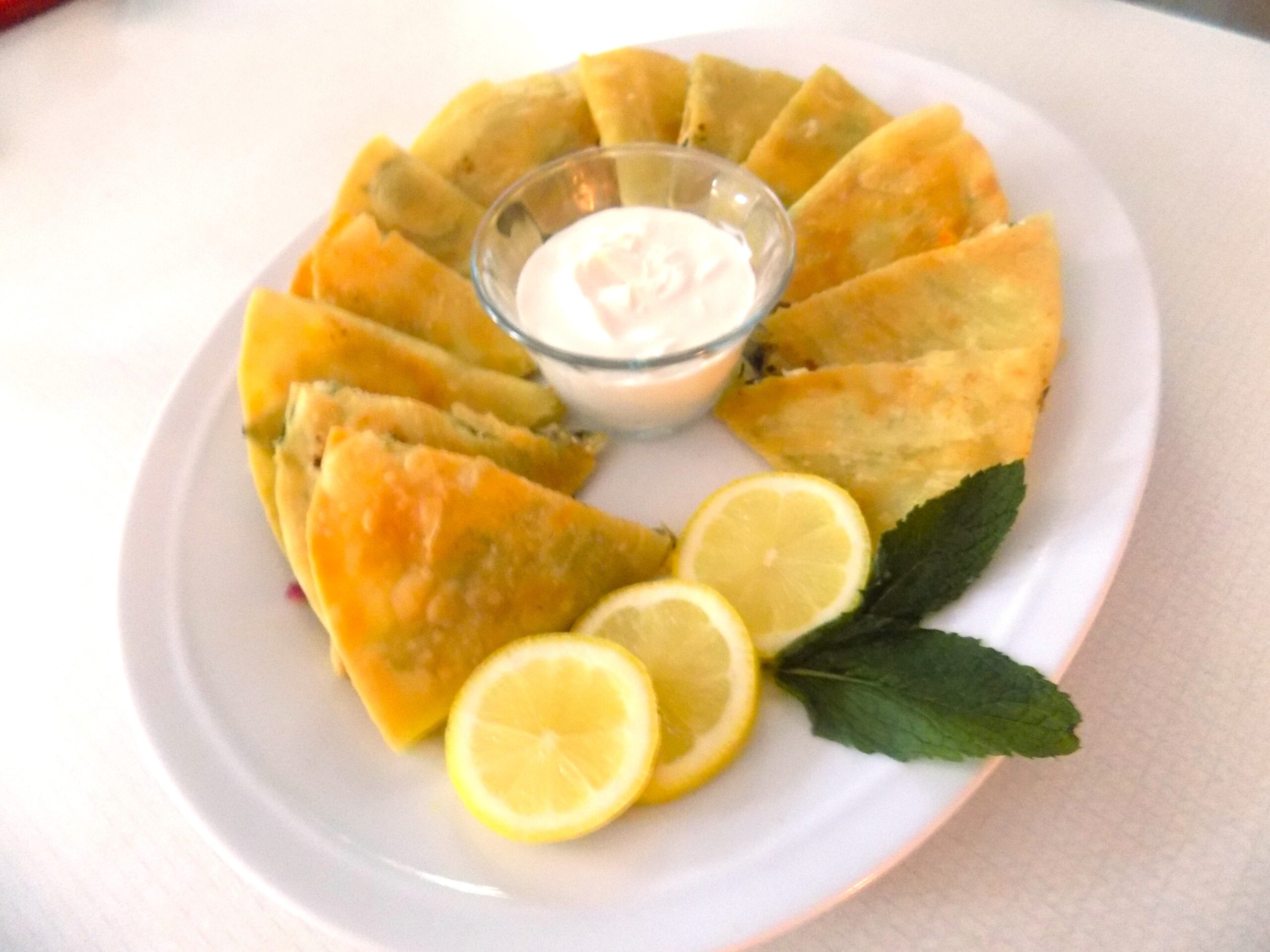 Greek-Style Chicken and Spinach Quesadillas